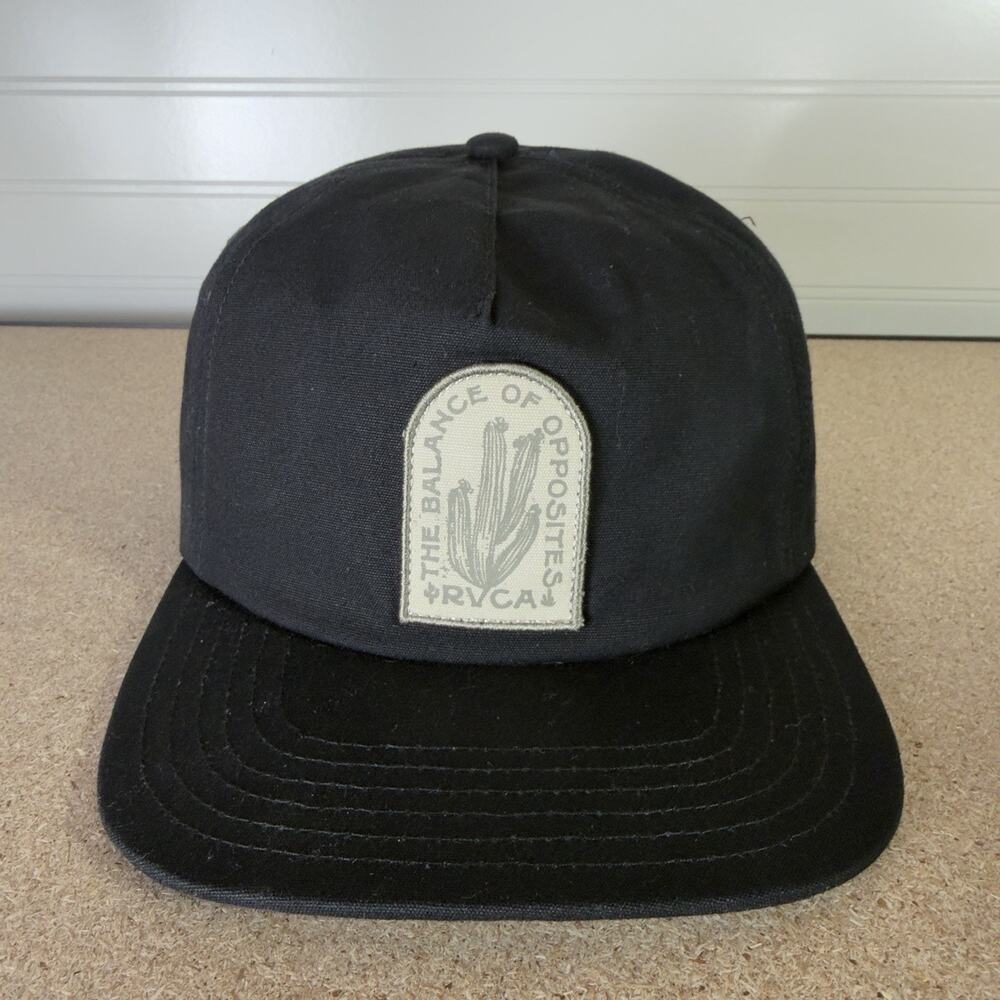 RVCA Hat Black OSFM Snapback Mid Fit Logo Cap Skate Surfwear Counter Culture
